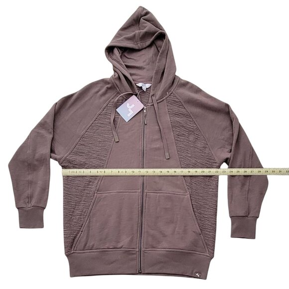 JoyLab Taupe Neutral Longline Zip Up Hooded Jacket Oversized Relaxed Fit NEW - Picture 13 of 15